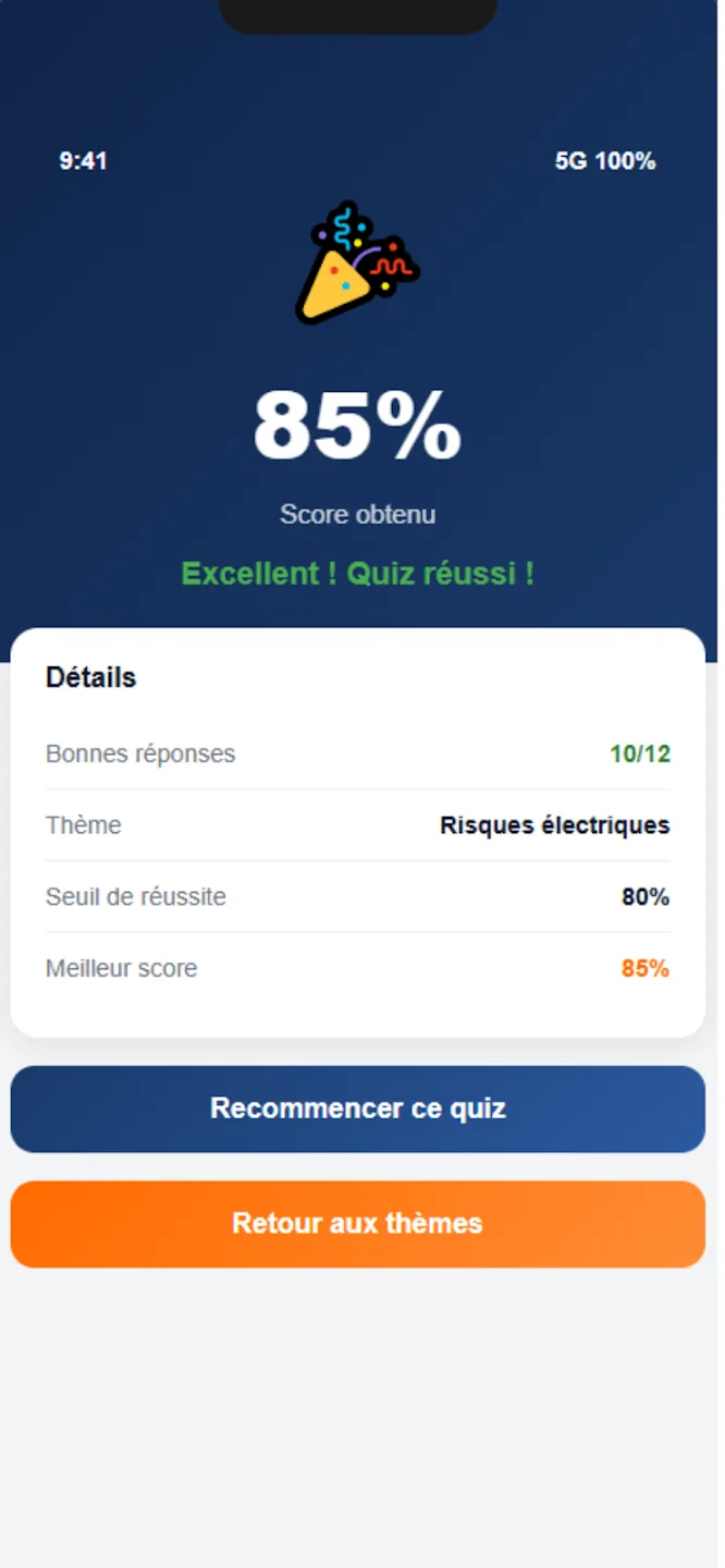 Examen blanc SECUFER dans l'application