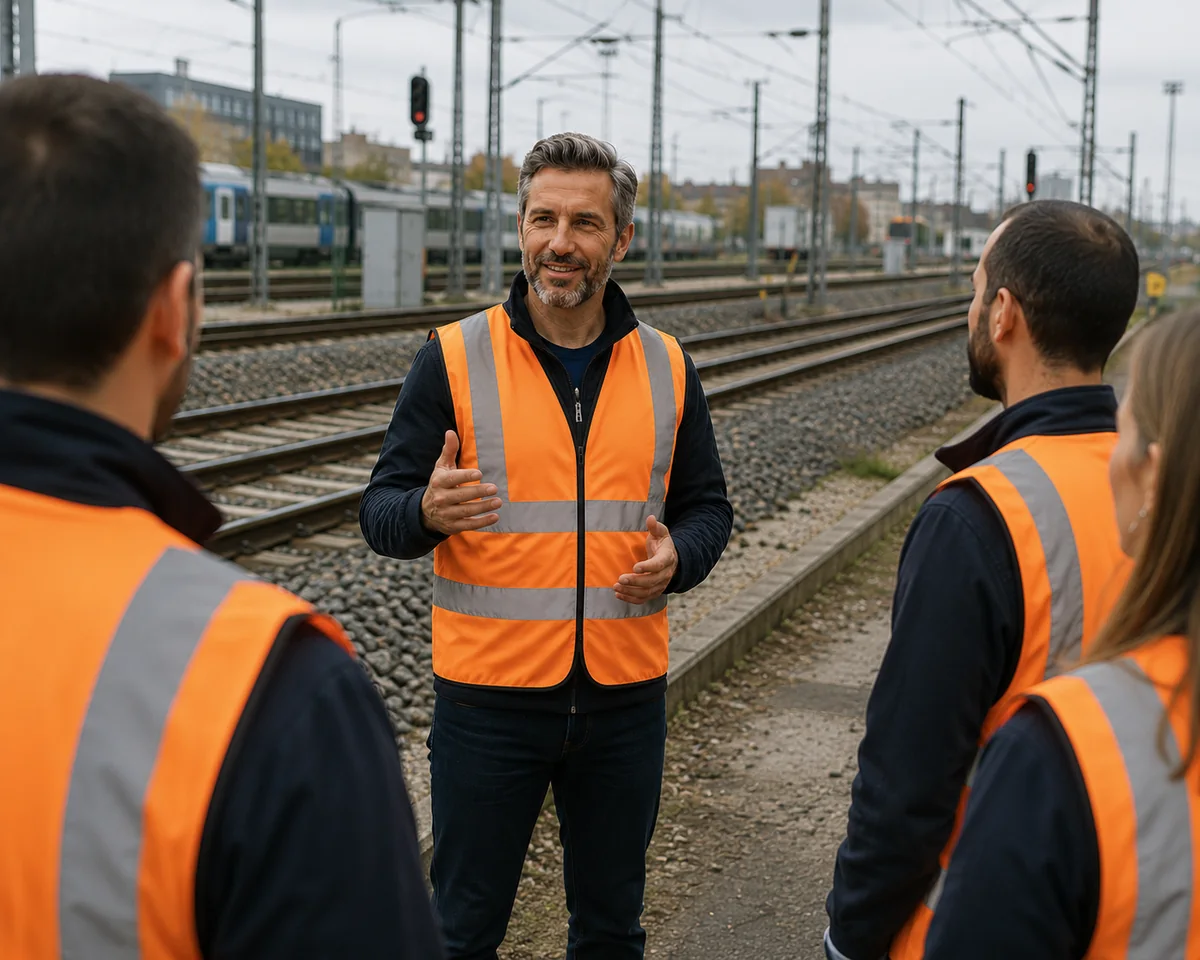 Dominique Anton, fondateur du Centre SECUFER ADF, sur un site ferroviaire